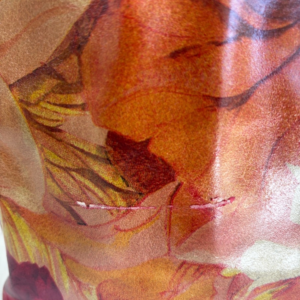 Maurizio Taiuti Italy Genuine Leather Floral Print Tote Shoulder Bag Purse - Picture 8 of 12